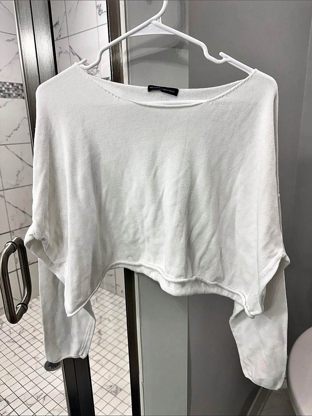 Brandy Melville Cameron Cropped Sweater White Long Sleeve Top